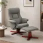 Sillón Relax Reclinable con Reposapiés Tapizado en Tejido Técnico Marco de Madera Función Basculante Gris Sillón Relax Reclinable con Reposapiés Tapizado en Tejido Técnico Marco de Madera Función Basculante Gris