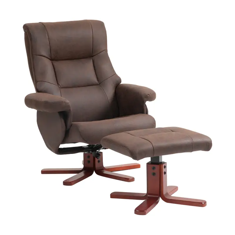 Sillón Relax Reclinable con Reposapiés Tapizado en Tejido Técnico Marco de Madera Función Basculante Marrón Oscuro Sillón Relax Reclinable con Reposapiés Tapizado en Tejido Técnico Marco de Madera Función Basculante Marrón Oscuro