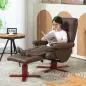 Sillón Relax Reclinable con Reposapiés Tapizado en Tejido Técnico Marco de Madera Función Basculante Marrón Oscuro Sillón Relax Reclinable con Reposapiés Tapizado en Tejido Técnico Marco de Madera Función Basculante Marrón Oscuro