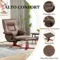 Sillón Relax Reclinable con Reposapiés Tapizado en Tejido Técnico Marco de Madera Función Basculante Marrón Oscuro Sillón Relax Reclinable con Reposapiés Tapizado en Tejido Técnico Marco de Madera Función Basculante Marrón Oscuro