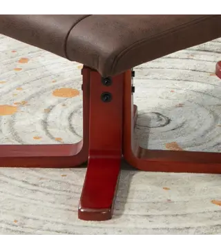 Sillón Relax Reclinable con Reposapiés Tapizado en Tejido Técnico Marco de Madera Función Basculante Marrón Oscuro