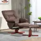 Sillón Relax Reclinable con Reposapiés Tapizado en Tejido Técnico Marco de Madera Función Basculante Marrón Oscuro Sillón Relax Reclinable con Reposapiés Tapizado en Tejido Técnico Marco de Madera Función Basculante Marrón Oscuro
