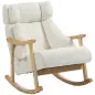 Mecedora Tapizada de Borreguito con Reposacabezas Ajustable y Patas de Madera 65x98x88 cm Crema Mecedora Tapizada de Borreguito con Reposacabezas Ajustable y Patas de Madera 65x98x88 cm Crema