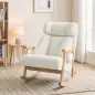 Mecedora Tapizada de Borreguito con Reposacabezas Ajustable y Patas de Madera 65x98x88 cm Crema Mecedora Tapizada de Borreguito con Reposacabezas Ajustable y Patas de Madera 65x98x88 cm Crema