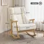 Mecedora Tapizada de Borreguito con Reposacabezas Ajustable y Patas de Madera 65x98x88 cm Crema Mecedora Tapizada de Borreguito con Reposacabezas Ajustable y Patas de Madera 65x98x88 cm Crema