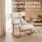 Mecedora Tapizada de Borreguito con Reposacabezas Ajustable y Patas de Madera 65x98x88 cm Crema Mecedora Tapizada de Borreguito con Reposacabezas Ajustable y Patas de Madera 65x98x88 cm Crema