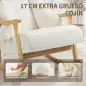 Mecedora Tapizada de Borreguito con Reposacabezas Ajustable y Patas de Madera 65x98x88 cm Crema Mecedora Tapizada de Borreguito con Reposacabezas Ajustable y Patas de Madera 65x98x88 cm Crema