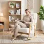 Mecedora Tapizada de Borreguito con Reposacabezas Ajustable y Patas de Madera 65x98x88 cm Crema Mecedora Tapizada de Borreguito con Reposacabezas Ajustable y Patas de Madera 65x98x88 cm Crema