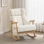 Mecedora Tapizada de Borreguito con Reposacabezas Ajustable y Patas de Madera 65x98x88 cm Crema Mecedora Tapizada de Borreguito con Reposacabezas Ajustable y Patas de Madera 65x98x88 cm Crema