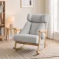 Mecedora Tapizada de Borreguito con Reposacabezas Ajustable y Patas de Madera 65x98x88 cm Gris Claro Mecedora Tapizada de Borreguito con Reposacabezas Ajustable y Patas de Madera 65x98x88 cm Gris Claro