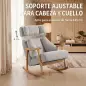 Mecedora Tapizada de Borreguito con Reposacabezas Ajustable y Patas de Madera 65x98x88 cm Gris Claro Mecedora Tapizada de Borreguito con Reposacabezas Ajustable y Patas de Madera 65x98x88 cm Gris Claro