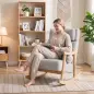 Mecedora Tapizada de Borreguito con Reposacabezas Ajustable y Patas de Madera 65x98x88 cm Gris Claro Mecedora Tapizada de Borreguito con Reposacabezas Ajustable y Patas de Madera 65x98x88 cm Gris Claro