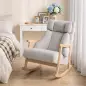Mecedora Tapizada de Borreguito con Reposacabezas Ajustable y Patas de Madera 65x98x88 cm Gris Claro Mecedora Tapizada de Borreguito con Reposacabezas Ajustable y Patas de Madera 65x98x88 cm Gris Claro