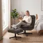 Sillón con Reposapiés de Altura Ajustable Sillón Lectura Giratorio 360° de Chenilla Asiento Ancho Acolchado Grueso Gris Sillón con Reposapiés de Altura Ajustable Sillón Lectura Giratorio 360° de Chenilla Asiento Ancho Acolchado Grueso Gris