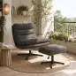 Sillón con Reposapiés de Altura Ajustable Sillón Lectura Giratorio 360° de Chenilla Asiento Ancho Acolchado Grueso Gris Sillón con Reposapiés de Altura Ajustable Sillón Lectura Giratorio 360° de Chenilla Asiento Ancho Acolchado Grueso Gris