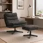 Sillón con Reposapiés de Altura Ajustable Sillón Lectura Giratorio 360° de Chenilla Asiento Ancho Acolchado Grueso Gris Sillón con Reposapiés de Altura Ajustable Sillón Lectura Giratorio 360° de Chenilla Asiento Ancho Acolchado Grueso Gris