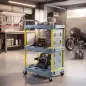 Carro de Herramientas con Ruedas de 3 Niveles con Panel Perforado 8 Ganchos para Garaje Taller Almacén Gris y Amarillo Carro de Herramientas con Ruedas de 3 Niveles con Panel Perforado 8 Ganchos para Garaje Taller Almacén Gris y Amarillo