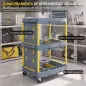 Carro de Herramientas con Ruedas de 3 Niveles con Panel Perforado 8 Ganchos para Garaje Taller Almacén Gris y Amarillo Carro de Herramientas con Ruedas de 3 Niveles con Panel Perforado 8 Ganchos para Garaje Taller Almacén Gris y Amarillo
