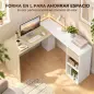Escritorio Esquinero en L de 120x110 cm con Cajón y 2 Estantes para Oficina en Casa Estudio Blanco y Natural Escritorio Esquinero en L de 120x110 cm con Cajón y 2 Estantes para Oficina en Casa Estudio Blanco y Natural