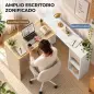 Escritorio Esquinero en L de 120x110 cm con Cajón y 2 Estantes para Oficina en Casa Estudio Blanco y Natural Escritorio Esquinero en L de 120x110 cm con Cajón y 2 Estantes para Oficina en Casa Estudio Blanco y Natural