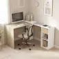 Escritorio Esquinero en L de 120x110 cm con Cajón y 2 Estantes para Oficina en Casa Estudio Blanco y Natural Escritorio Esquinero en L de 120x110 cm con Cajón y 2 Estantes para Oficina en Casa Estudio Blanco y Natural