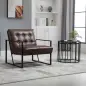 Sillón de Salón Moderna Butaca de Salón Tapizado en PU Asiento Amplio Marco de Metal para Dormitorio Salón Marrón Sillón de Salón Moderna Butaca de Salón Tapizado en PU Asiento Amplio Marco de Metal para Dormitorio Salón Marrón