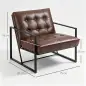Sillón de Salón Moderna Butaca de Salón Tapizado en PU Asiento Amplio Marco de Metal para Dormitorio Salón Marrón Sillón de Salón Moderna Butaca de Salón Tapizado en PU Asiento Amplio Marco de Metal para Dormitorio Salón Marrón
