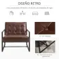 Sillón de Salón Moderna Butaca de Salón Tapizado en PU Asiento Amplio Marco de Metal para Dormitorio Salón Marrón Sillón de Salón Moderna Butaca de Salón Tapizado en PU Asiento Amplio Marco de Metal para Dormitorio Salón Marrón