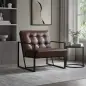 Sillón de Salón Moderna Butaca de Salón Tapizado en PU Asiento Amplio Marco de Metal para Dormitorio Salón Marrón Sillón de Salón Moderna Butaca de Salón Tapizado en PU Asiento Amplio Marco de Metal para Dormitorio Salón Marrón