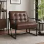 Sillón de Salón Moderna Butaca de Salón Tapizado en PU Asiento Amplio Marco de Metal para Dormitorio Salón Marrón Sillón de Salón Moderna Butaca de Salón Tapizado en PU Asiento Amplio Marco de Metal para Dormitorio Salón Marrón