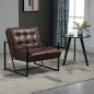 Sillón de Salón Moderna Butaca de Salón Tapizado en PU Asiento Amplio Marco de Metal para Dormitorio Salón Marrón Sillón de Salón Moderna Butaca de Salón Tapizado en PU Asiento Amplio Marco de Metal para Dormitorio Salón Marrón