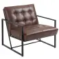 Sillón de Salón Moderna Butaca de Salón Tapizado en PU Asiento Amplio Marco de Metal para Dormitorio Salón Marrón Sillón de Salón Moderna Butaca de Salón Tapizado en PU Asiento Amplio Marco de Metal para Dormitorio Salón Marrón