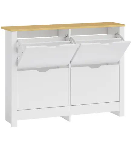 Zapatero Estrecho con 4 Cajones Abatibles Estantes Ajustables para 16 Pares de Zapatos 105x26x80 cm Blanco