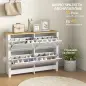 Zapatero Estrecho con 4 Cajones Abatibles Estantes Ajustables para 16 Pares de Zapatos 105x26x80 cm Blanco