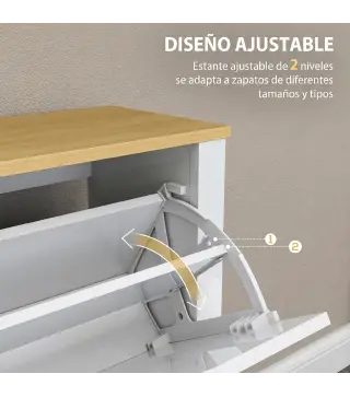 Zapatero Estrecho con 4 Cajones Abatibles Estantes Ajustables para 16 Pares de Zapatos 105x26x80 cm Blanco