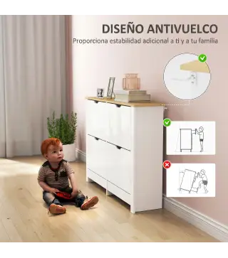 Zapatero Estrecho con 4 Cajones Abatibles Estantes Ajustables para 16 Pares de Zapatos 105x26x80 cm Blanco