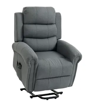 Sillón Relax Reclinable Eléctrico Levanta Personas con Masaje Vibratorio y Calor Control Remoto Gris