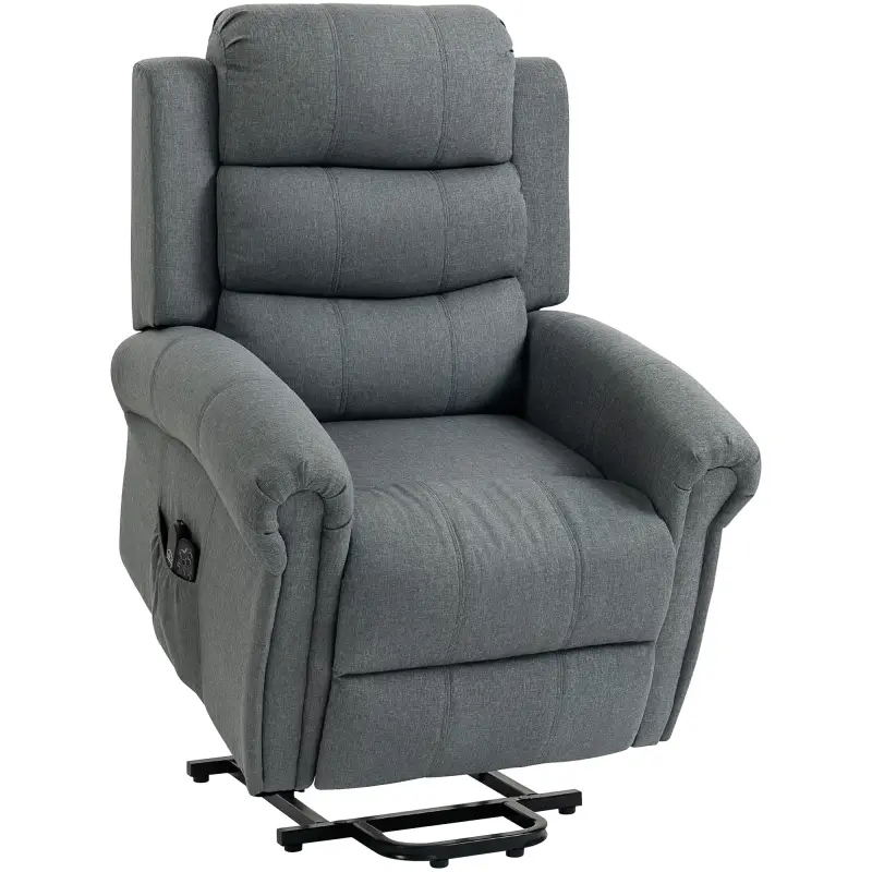 Sillón Relax Reclinable Eléctrico Levanta Personas con Masaje Vibratorio y Calor Control Remoto Gris