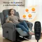 Sillón Relax Reclinable Eléctrico Levanta Personas con Masaje Vibratorio y Calor Control Remoto Gris