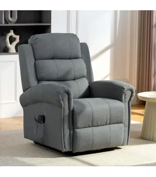 Sillón Relax Reclinable Eléctrico Levanta Personas con Masaje Vibratorio y Calor Control Remoto Gris