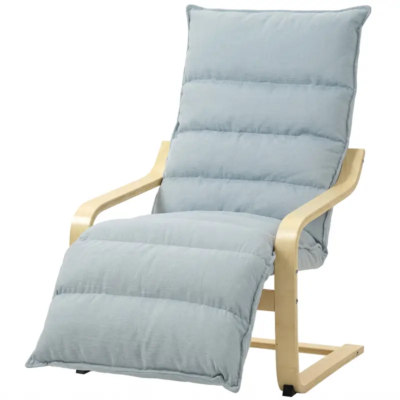 Butaca de Salón con Reposapiés Ajustable Tapizada en Terciopelo con Marco de Madera 67x93x105 cm Azul Claro