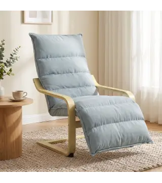 Butaca de Salón con Reposapiés Ajustable Tapizada en Terciopelo con Marco de Madera 67x93x105 cm Azul Claro