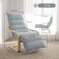 Butaca de Salón con Reposapiés Ajustable Tapizada en Terciopelo con Marco de Madera 67x93x105 cm Azul Claro