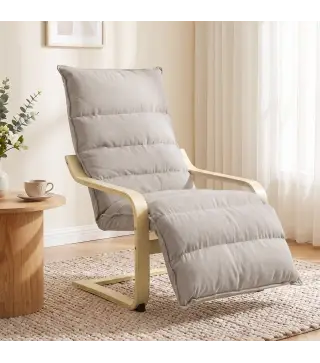 Butaca de Salón con Reposapiés Ajustable Tapizada en Terciopelo con Marco de Madera 67x93x105 cm Marrón Claro
