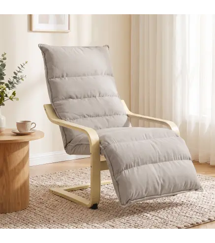 Butaca de Salón con Reposapiés Ajustable Tapizada en Terciopelo con Marco de Madera 67x93x105 cm Marrón Claro