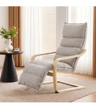 Butaca de Salón con Reposapiés Ajustable Tapizada en Terciopelo con Marco de Madera 67x93x105 cm Marrón Claro