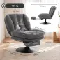 Sillón de Salón con Reposapiés Ajustable y Giratorio 360° de Lino Respaldo Forma Abanico Acolchado Grueso Gris Oscuro