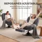 Sillón de Salón con Reposapiés Ajustable y Giratorio 360° de Lino Respaldo Forma Abanico Acolchado Grueso Gris Oscuro