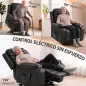 Sillón Relax Reclinable Eléctrico Levanta Personas con Masaje Vibratorio y Calor Puerto USB Control Remoto Negro