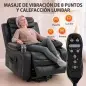Sillón Relax Reclinable Eléctrico Levanta Personas con Masaje Vibratorio y Calor Puerto USB Control Remoto Negro